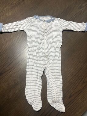 Unbranded Blue & White Striped Infant Footed One-Piece